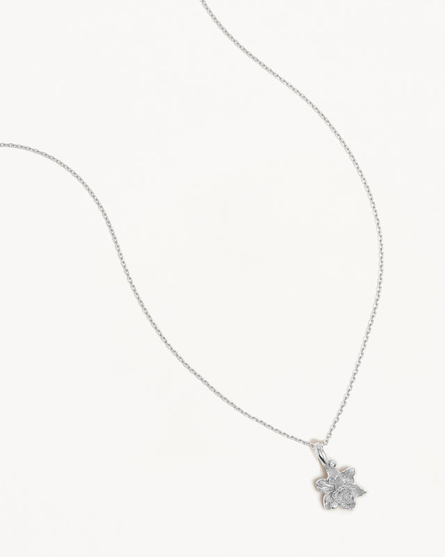 Sterling Silver Daffodil March Birth Flower Necklace