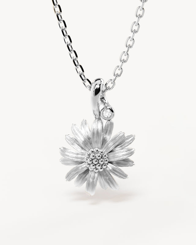 Sterling Silver Daisy April Birth Flower Necklace