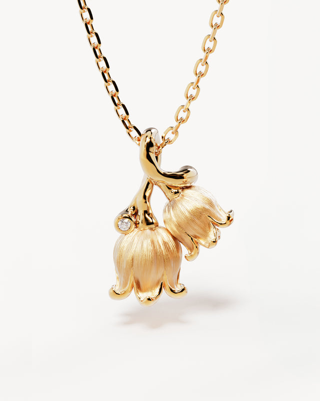gold lily flower necklace 18k Gold Vermeil Lily of the Valley May Birth Flower Necklace – by charlotte