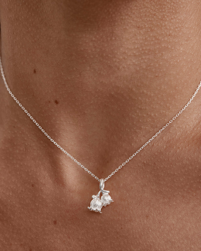 Sterling Silver Lily of the Valley May Birth Flower Necklace