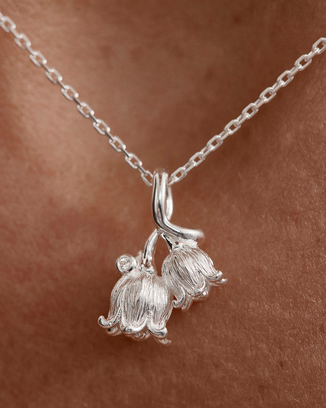 Sterling Silver Lily of the Valley May Birth Flower Necklace