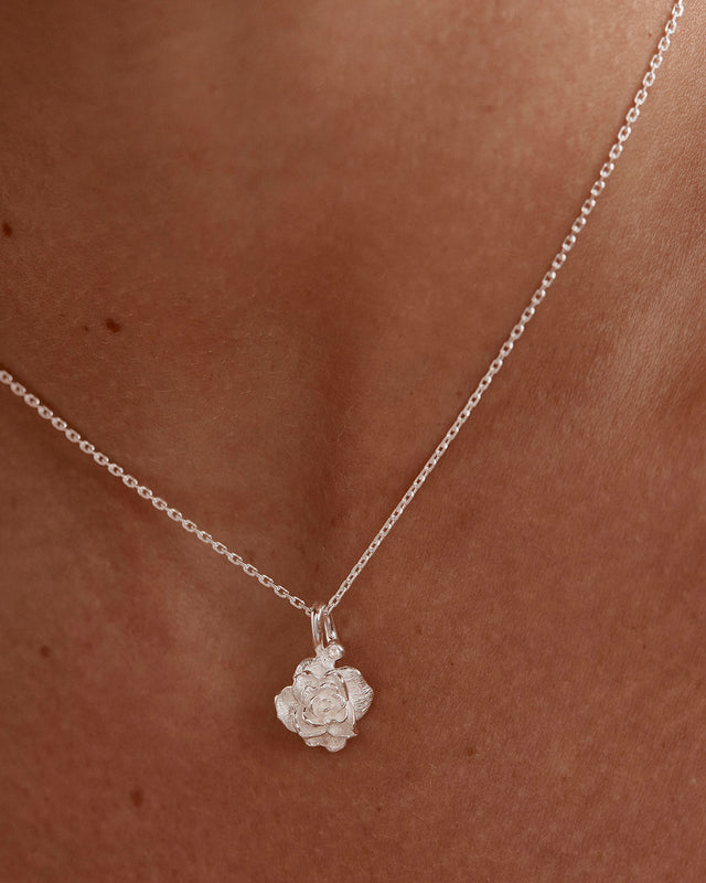 Sterling Silver Rose June Birth Flower Necklace