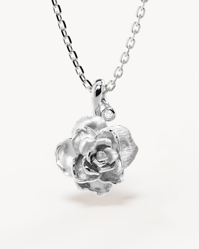 Sterling Silver Rose June Birth Flower Necklace