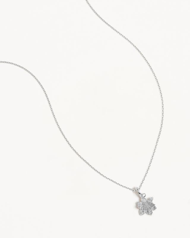 Sterling Silver Water Lily July Birth Flower Necklace