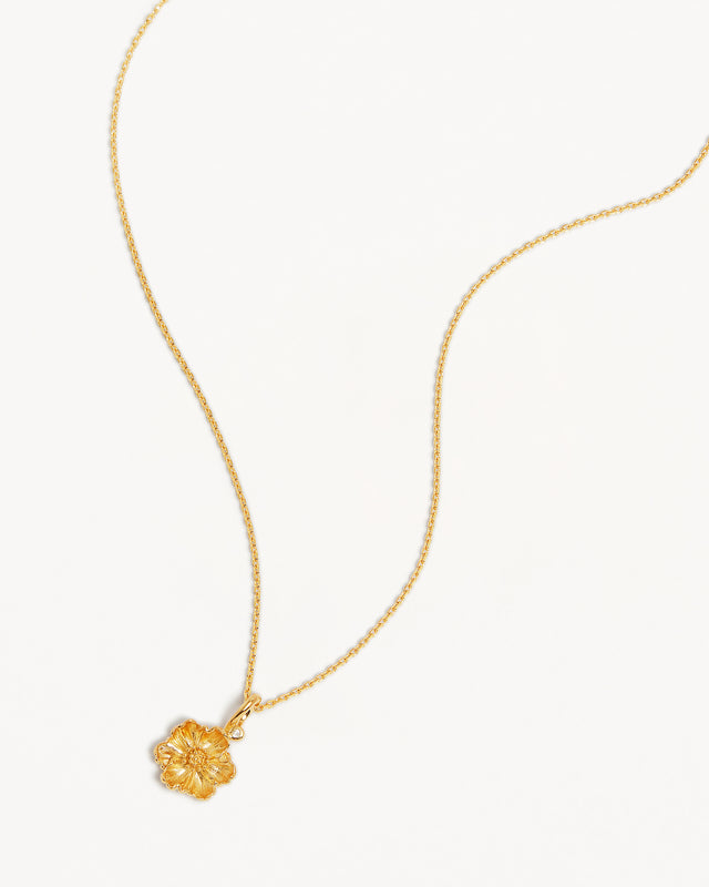 18k Gold Vermeil Poppy August Birth Flower Necklace