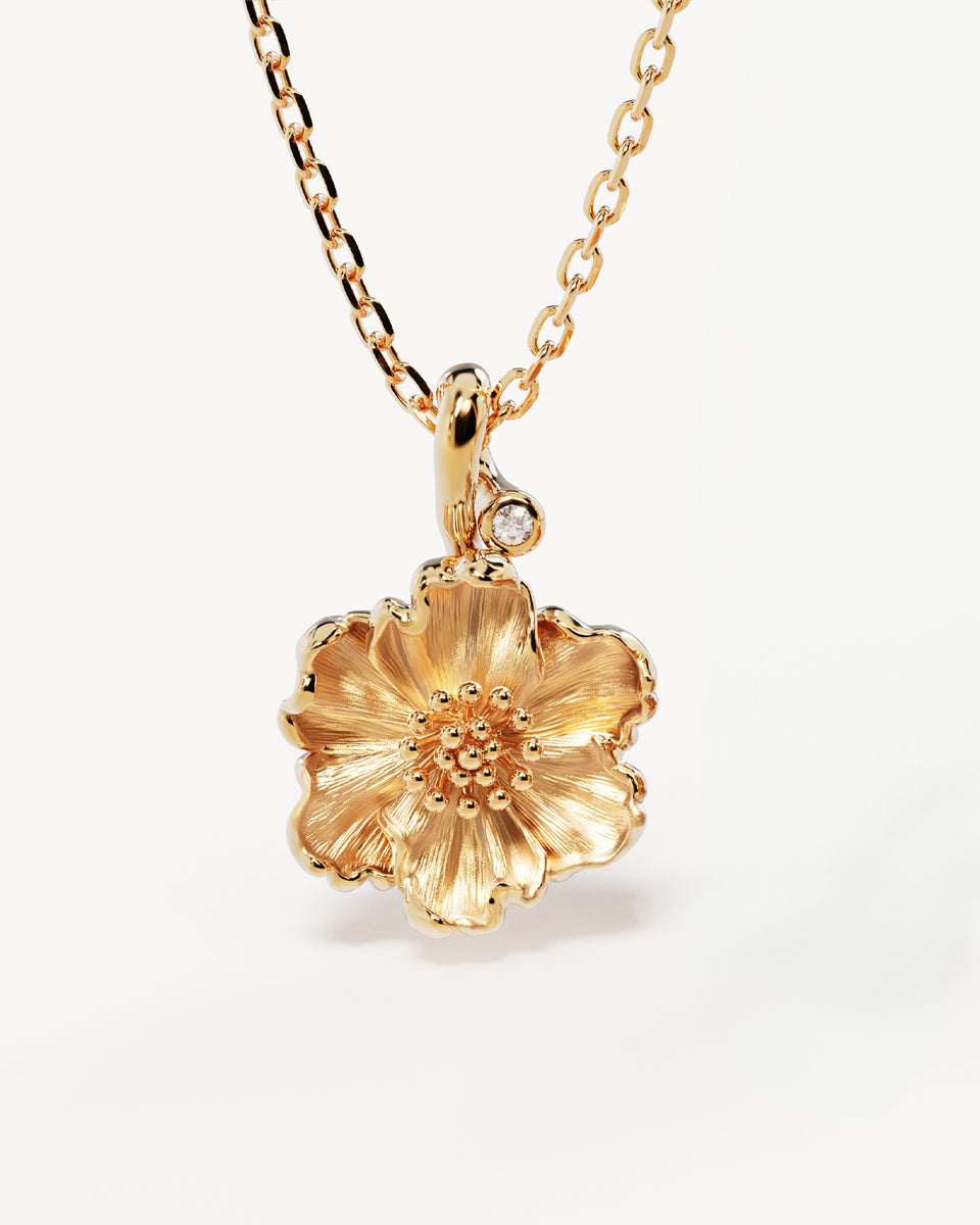 18k Gold Vermeil Poppy August Birth Flower Necklace – by charlotte