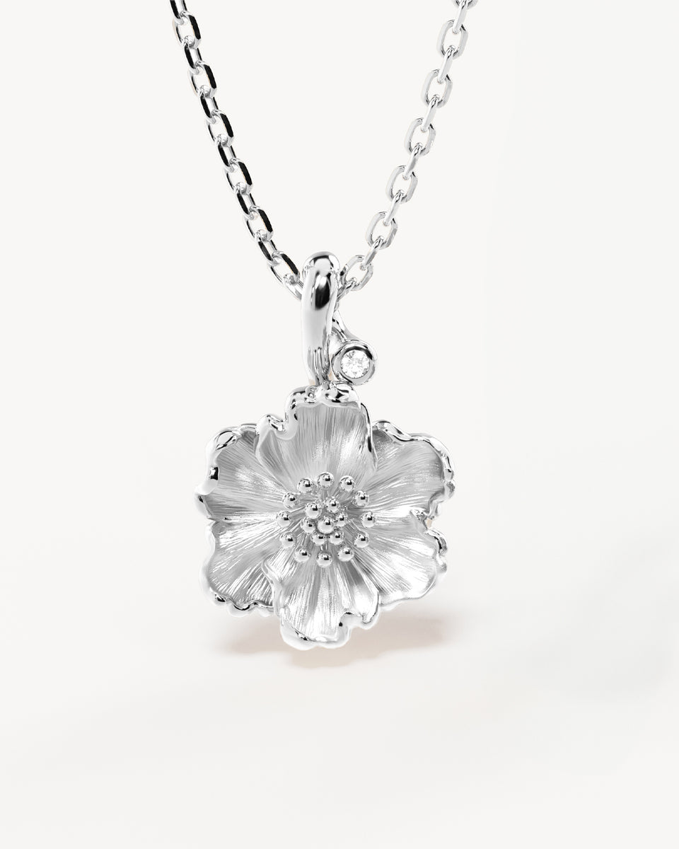 Sterling Silver Poppy August Birth Flower Necklace – by charlotte