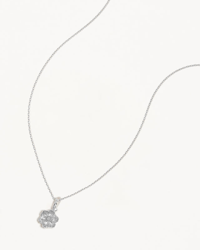 Sterling Silver Poppy August Birth Flower Necklace