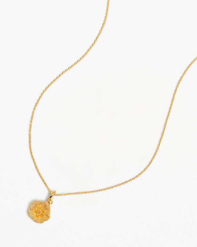 18k Gold Vermeil Morning Glory September Birth Flower Necklace