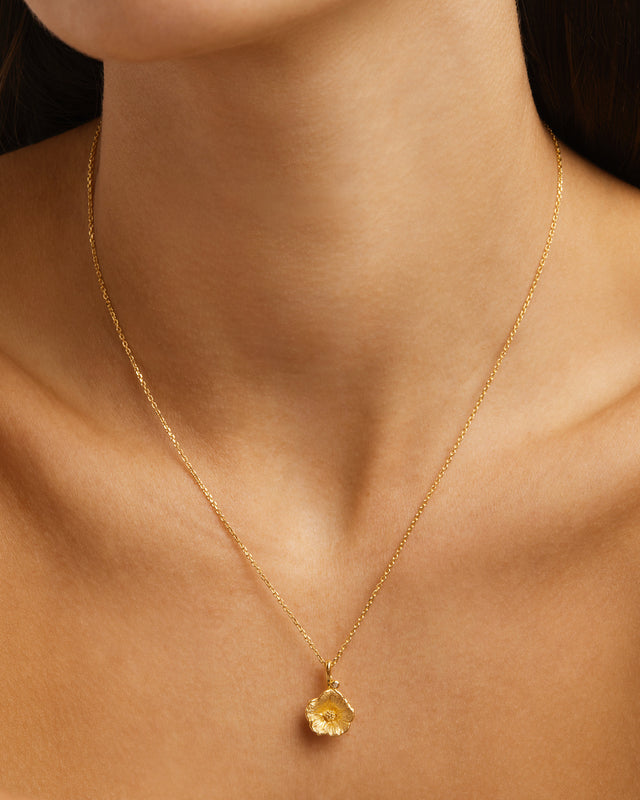 18k Gold Vermeil Morning Glory September Birth Flower Necklace