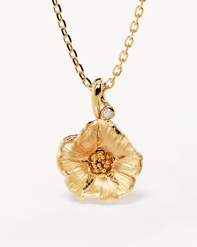 18k Gold Vermeil Morning Glory September Birth Flower Necklace