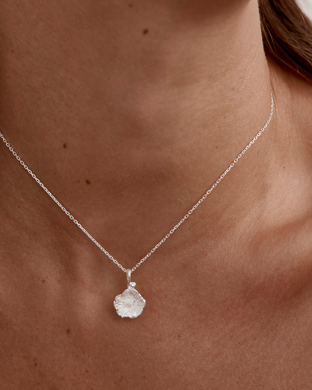Sterling Silver Morning Glory September Birth Flower Necklace