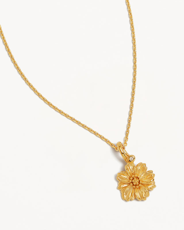 18k Gold Vermeil Cosmos October Birth Flower Necklace