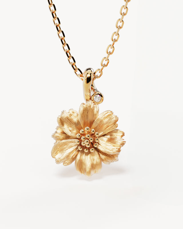 18k Gold Vermeil Cosmos October Birth Flower Necklace