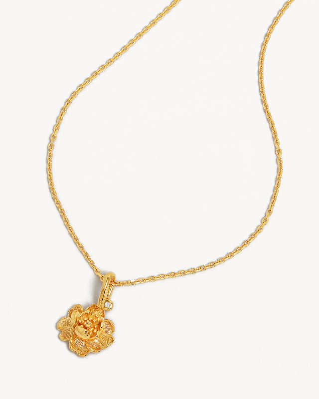 18k Gold Vermeil Peony November Birth Flower Necklace