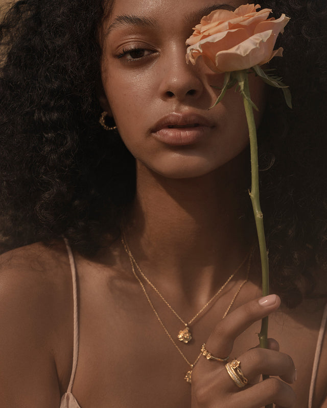 18k Gold Vermeil Peony November Birth Flower Necklace