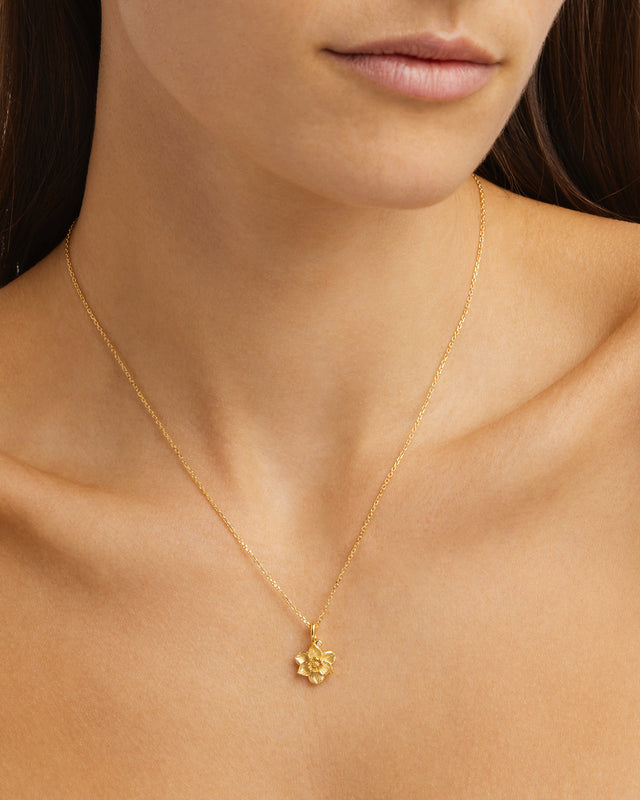 18k Gold Vermeil Narcissus December Birth Flower Necklace