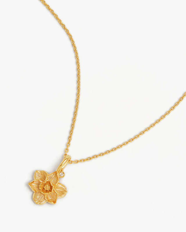 18k Gold Vermeil Narcissus December Birth Flower Necklace