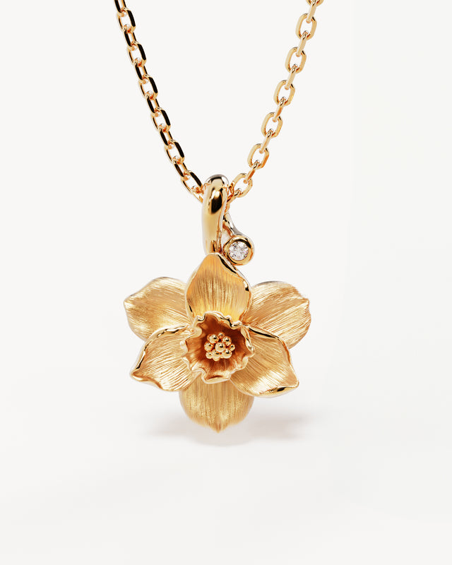 18k Gold Vermeil Narcissus December Birth Flower Necklace
