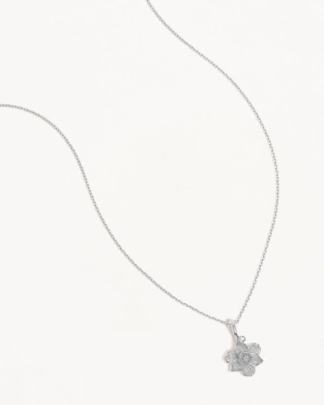 Sterling Silver Narcissus December Birth Flower Necklace