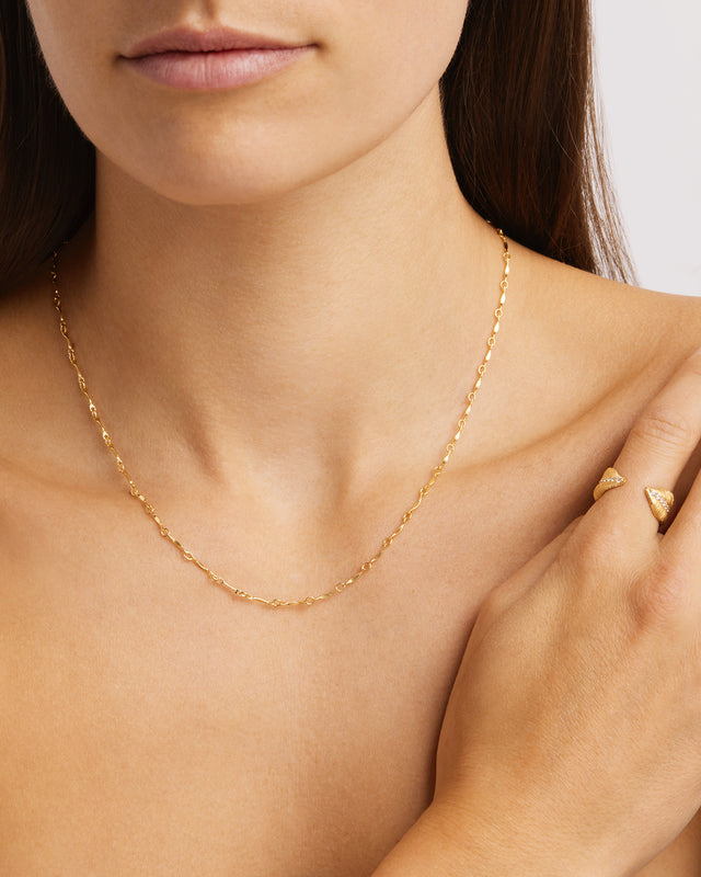 18k Gold Vermeil 18" Leaf Chain Necklace