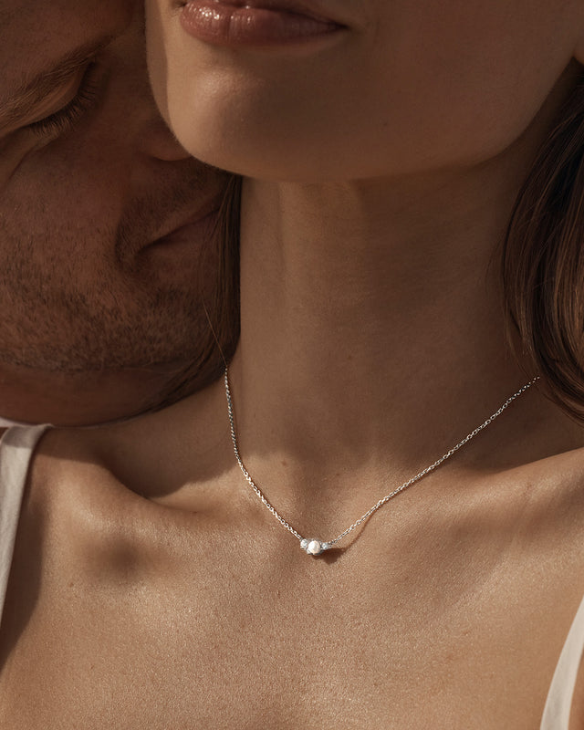 Sterling Silver Love in Stillness Pearl Necklace