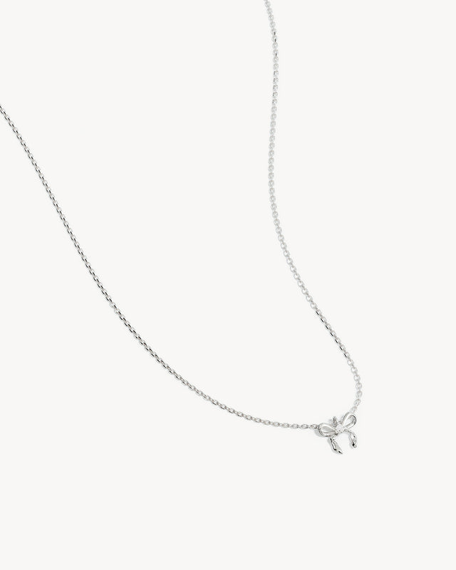 Sterling Silver Forever More Bow Necklace