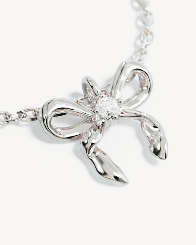 Sterling Silver Forever More Bow Necklace