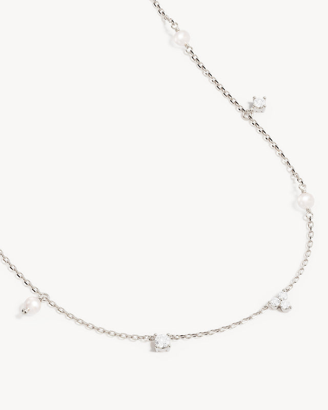 Sterling Silver Moonlit Bloom Pearl Choker