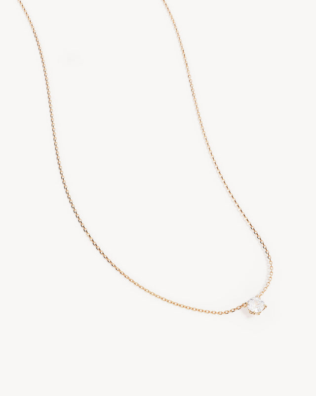 14k Solid Gold Lotus in Bloom Round Solitaire Lab-Grown Diamond Necklace