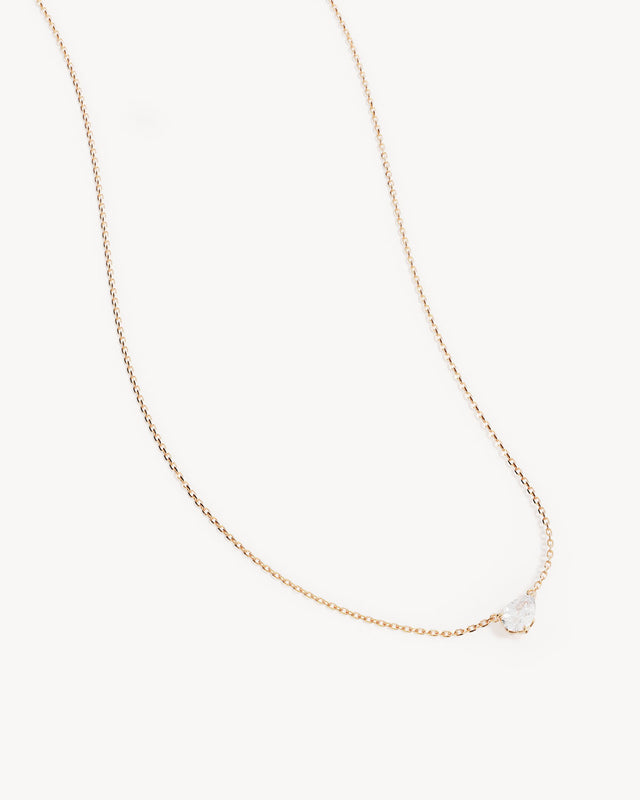 14k Solid Gold Lotus in Bloom Pear Solitaire Lab-Grown Diamond Necklace