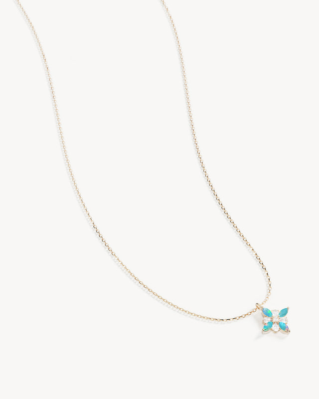 9k Solid Gold Enchanted Light Lab-Grown Diamond Opal Necklace
