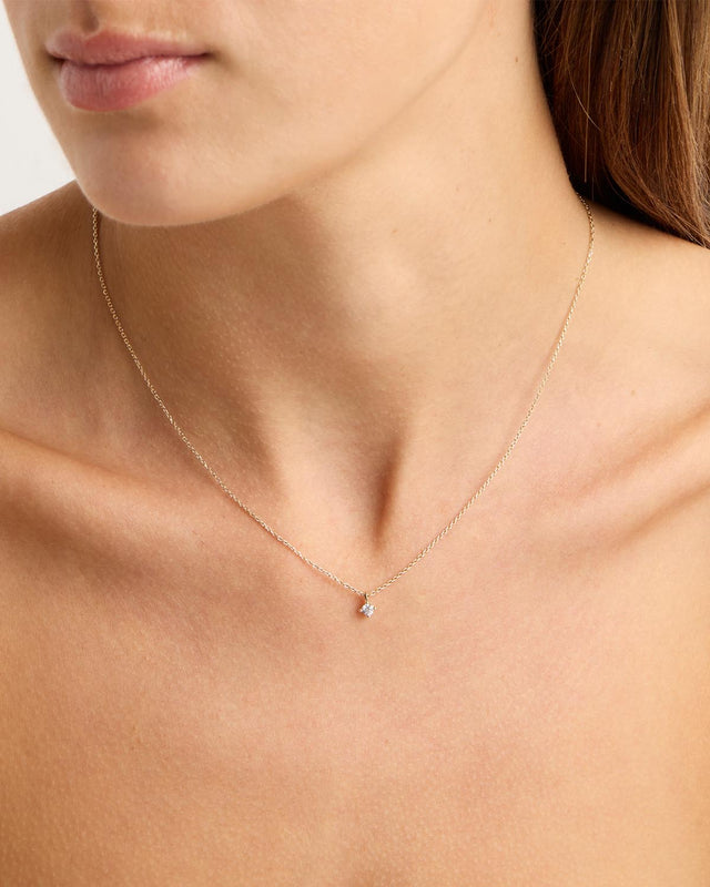 14k Solid Gold Water Drop Diamond Necklace