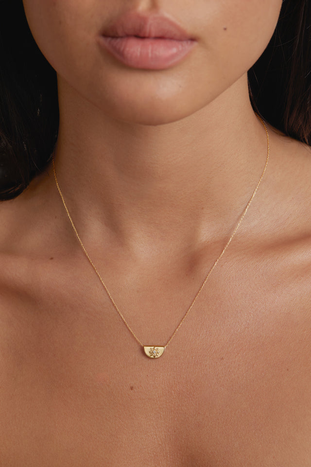 9k Solid Gold Lotus of Hope Lab-Grown Diamond Necklace
