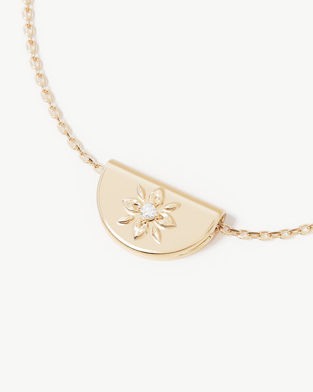 9k Solid Gold Lotus of Hope Lab-Grown Diamond Necklace