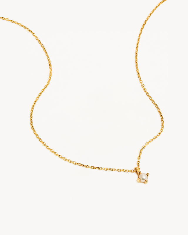 14k Solid Gold Serene Pearl Necklace