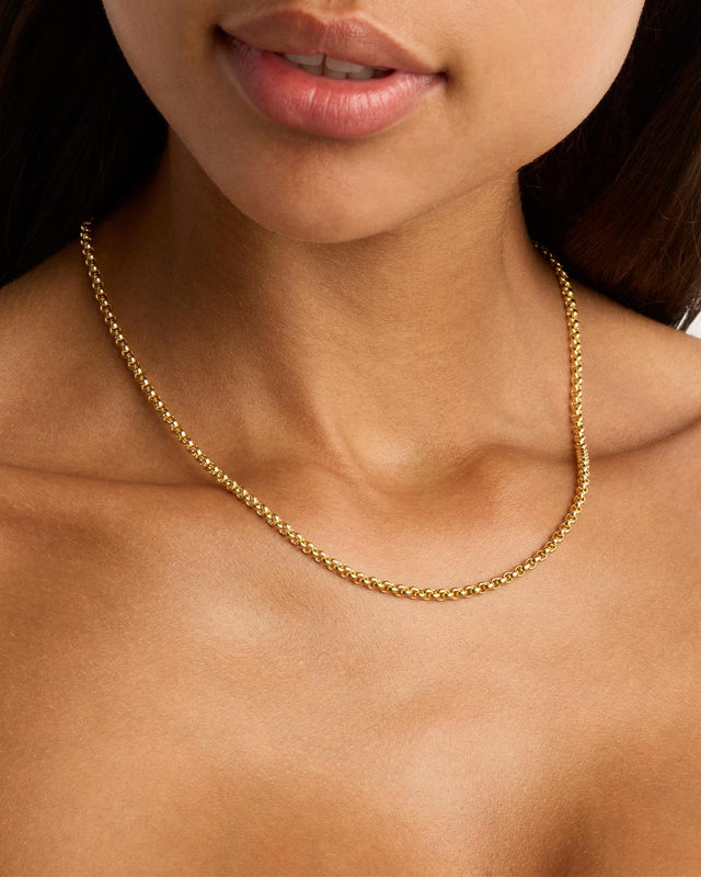 18k Gold Vermeil Gold 18" 3mm Belcher Chain Necklace