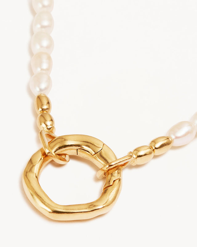 Gold Horizon Annex Link Pearl Necklace