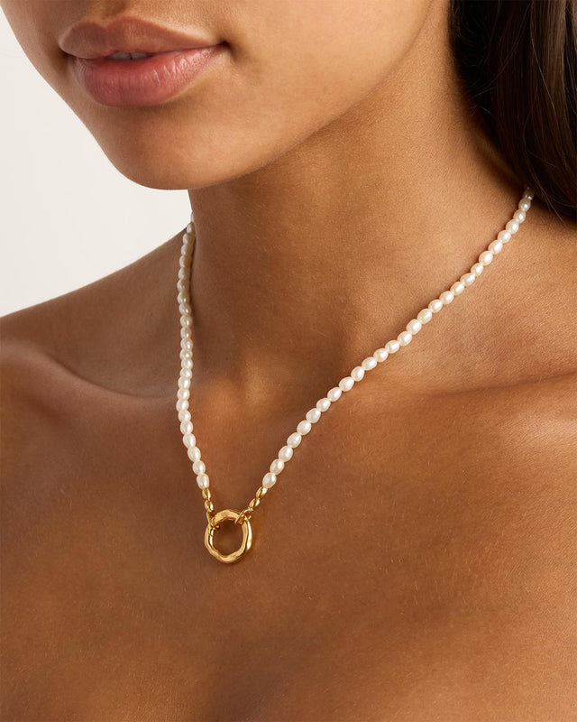 18k Gold Vermeil Horizon Annex Link Pearl Necklace