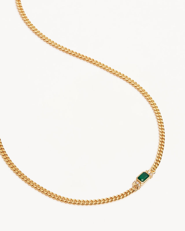 Gold Strength Within Green Onyx Curb Choker