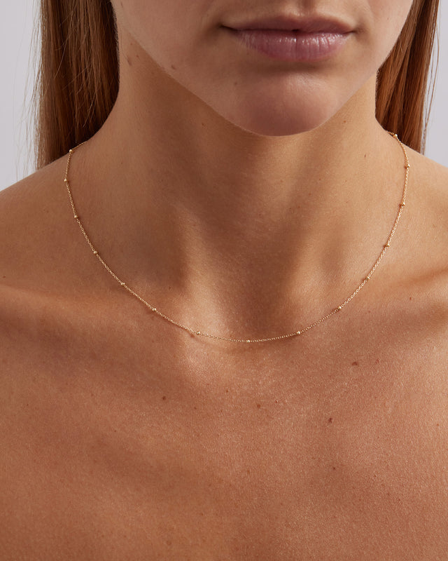 9k Solid Gold Ball Chain Necklace