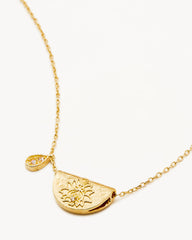 18k Gold Vermeil Lotus Birthstone Necklace - June - Moonstone