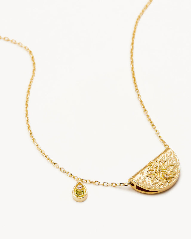 18k Gold Vermeil Lotus Birthstone Necklace August Peridot – by