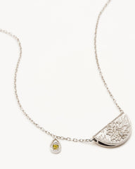 Sterling Silver Lotus Birthstone Necklace - August - Peridot