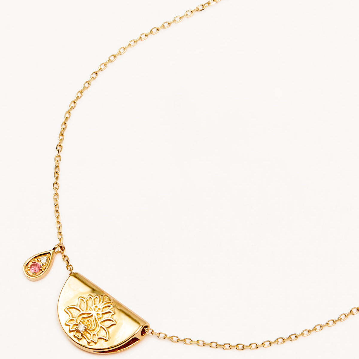 14k Solid Gold Lotus Birthstone Diamond Necklace - October - Pink Tour ...