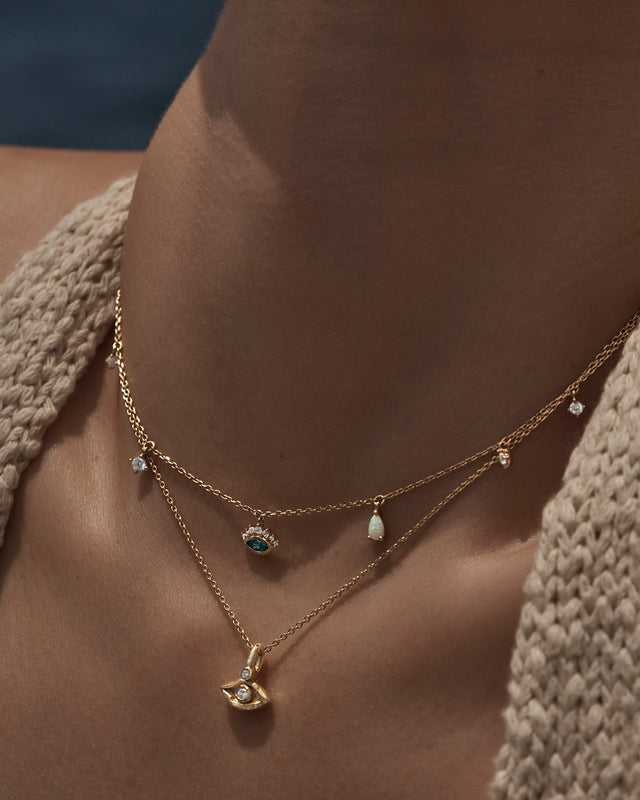18k Gold Vermeil Hope and Protection Necklace