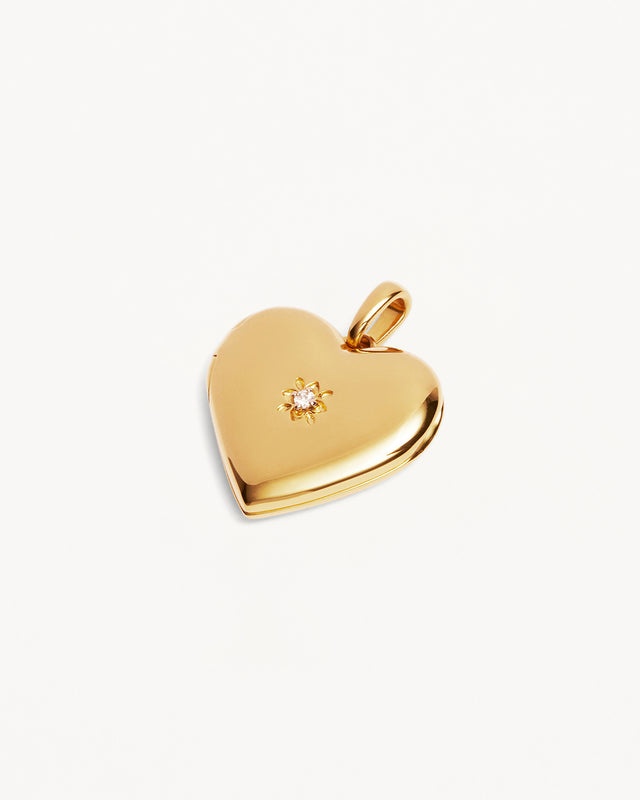 18k Gold Vermeil Large Heart Lotus Locket Pendant