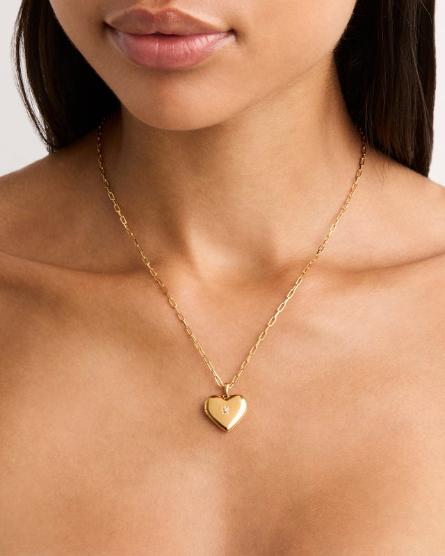 18k Gold Vermeil Large Heart Lotus Locket Pendant