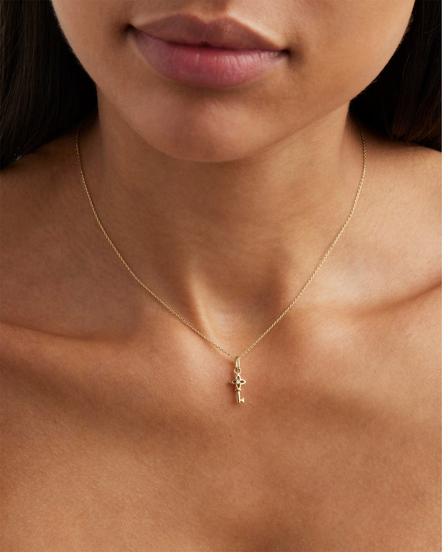 9k Solid Gold Key to My Heart Lab-Grown Diamond Pendant