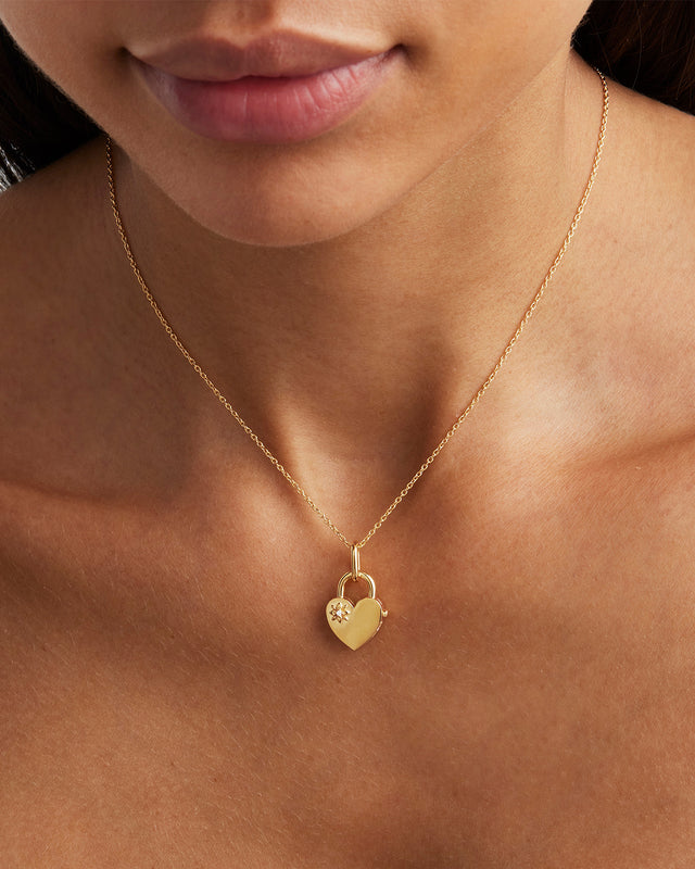 18k Gold Vermeil Connected Hearts Padlock Pendant